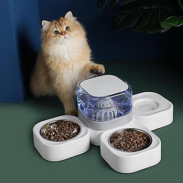 Foto 6 pulgar | Dispensador De Agua Para Mascotas Huoguo 1.8l Con 2 Tazones De Acero Inoxidable - Venta Internacional.