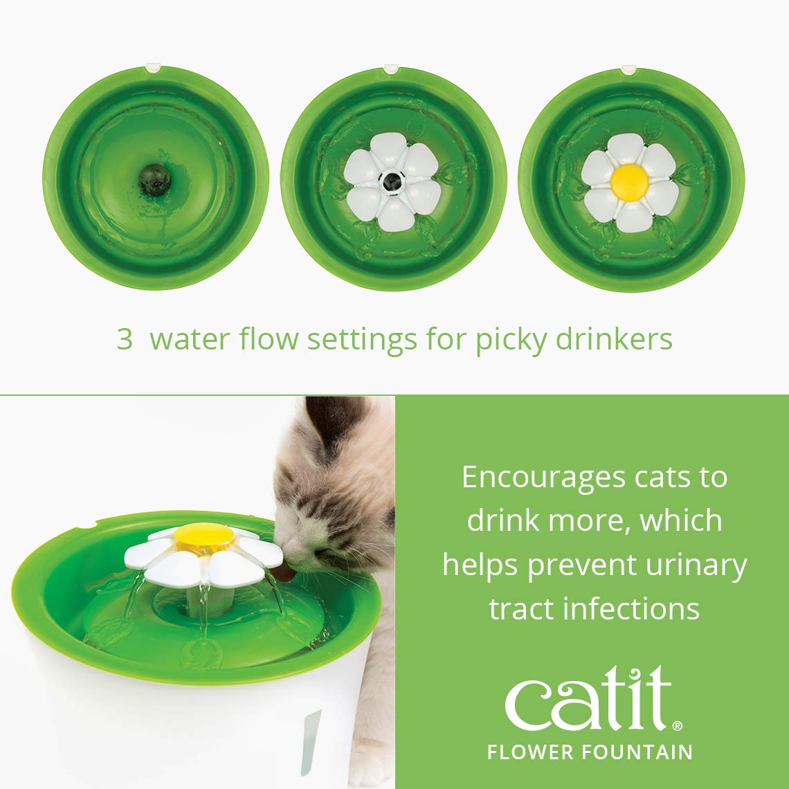Foto 4 pulgar | Fuente De Agua Potable Cat Catit Flower De 3 Litros Con Filtro Verde - Venta Internacional.