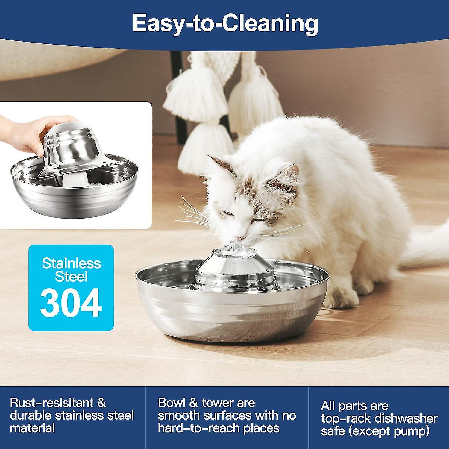 Foto 4 pulgar | Dispensador De Agua Para Mascotas Huoguo, Acero Inoxidable, Capacidad De 2 Litros - Venta Internacional.