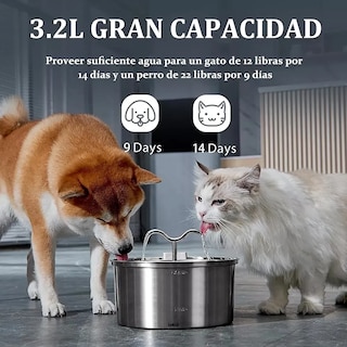 Foto 2 | Fuente Para Gatos Bebedero Lab.gperro Acero Inoxidable 3.2l
