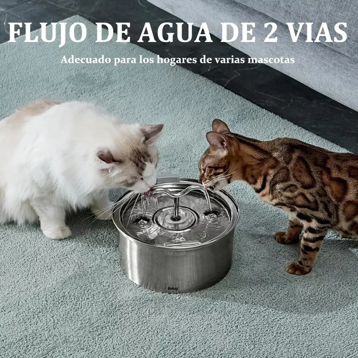 Foto 4 pulgar | Fuente Para Gatos Bebedero Belug Perro Acero Inoxidable 3.2l