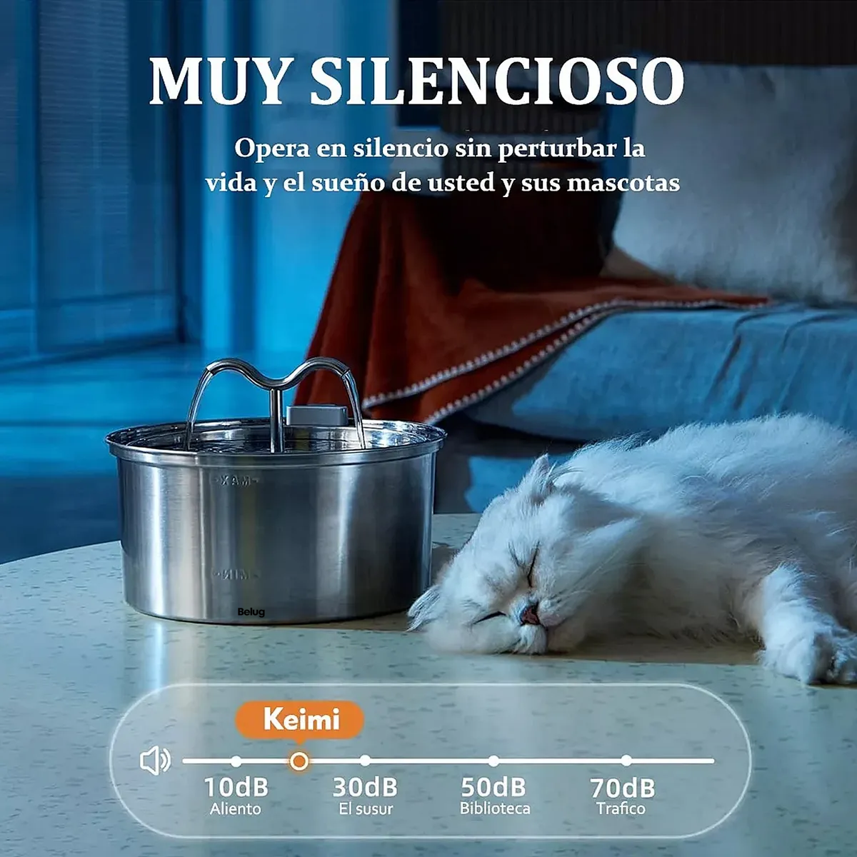 Foto 5 pulgar | Fuente Para Gatos Bebedero Belug Perro Acero Inoxidable 3.2l