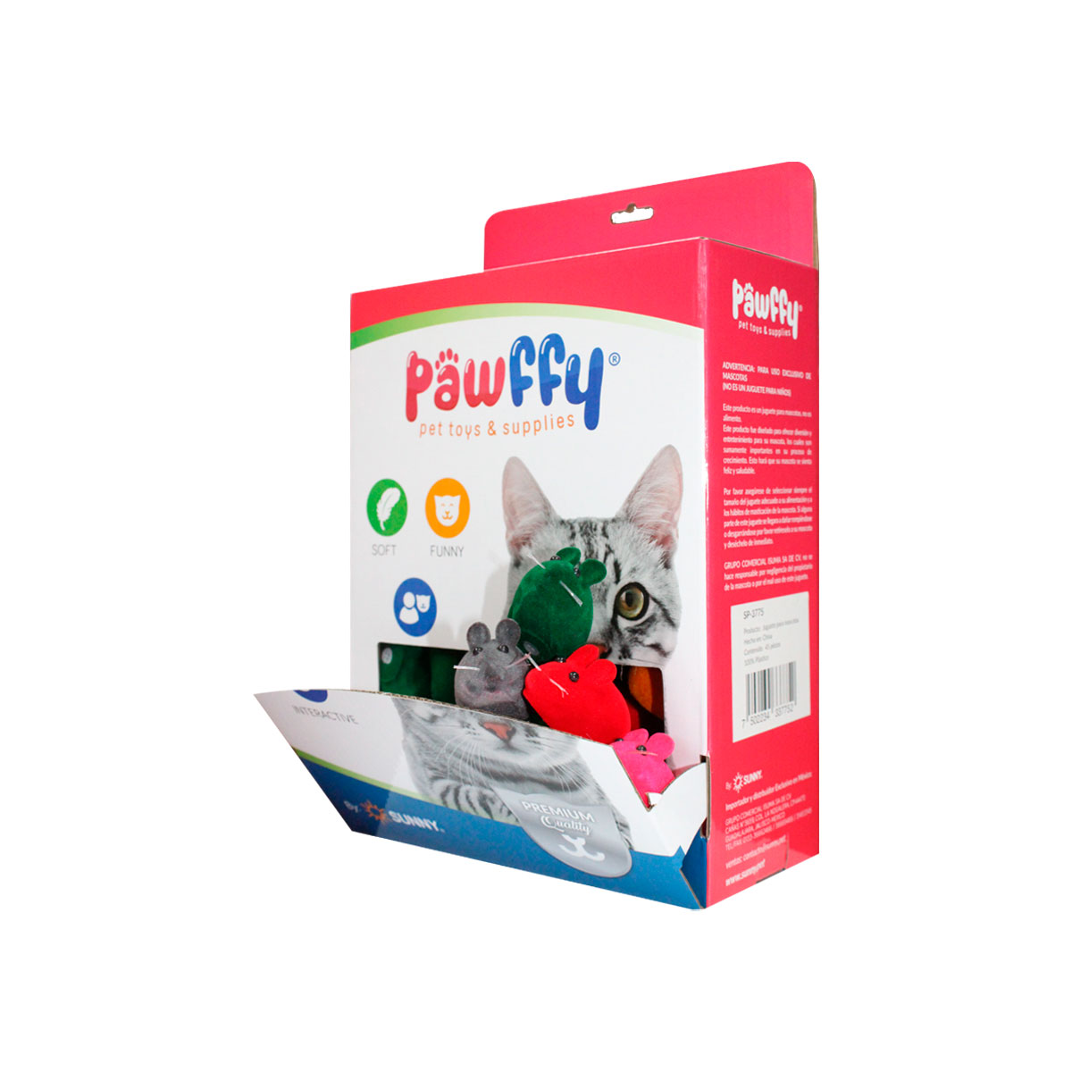 Juguetes para Gato Sunny Ratón Chillón de Colores 45 Piezas