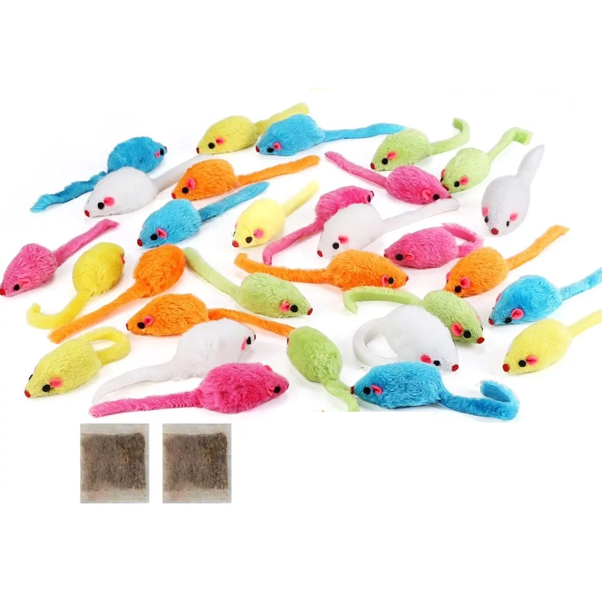 Set Juguetes para Gatos Hierba Gatera de Ratones Interactiva 30pz Eo Safe Imports Multicolor