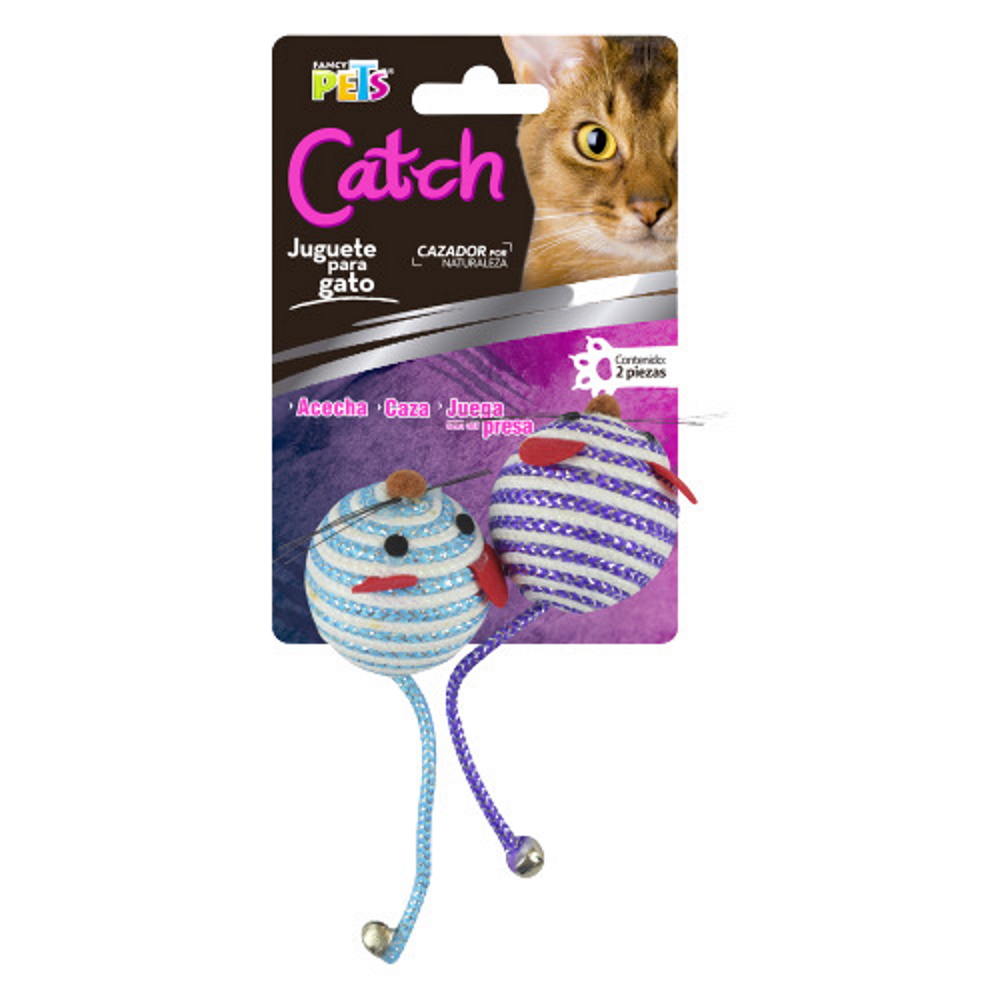 Foto 2 pulgar | Juguete para Gato Pelota de Ratón 2 Pz Fancy Pets Catch