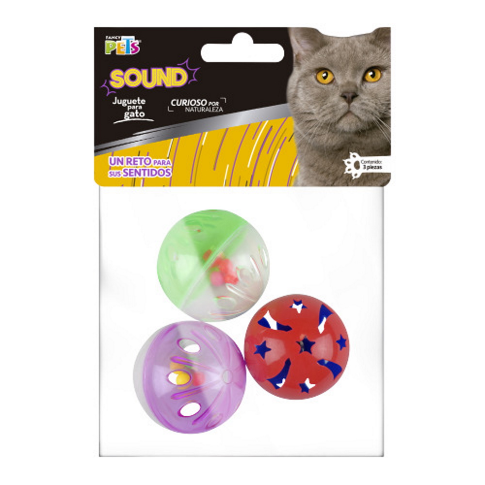 Foto 2 pulgar | Juguete para Gato Fancy Pets FL8266 Set de Pelotas 3 PZAS Sound