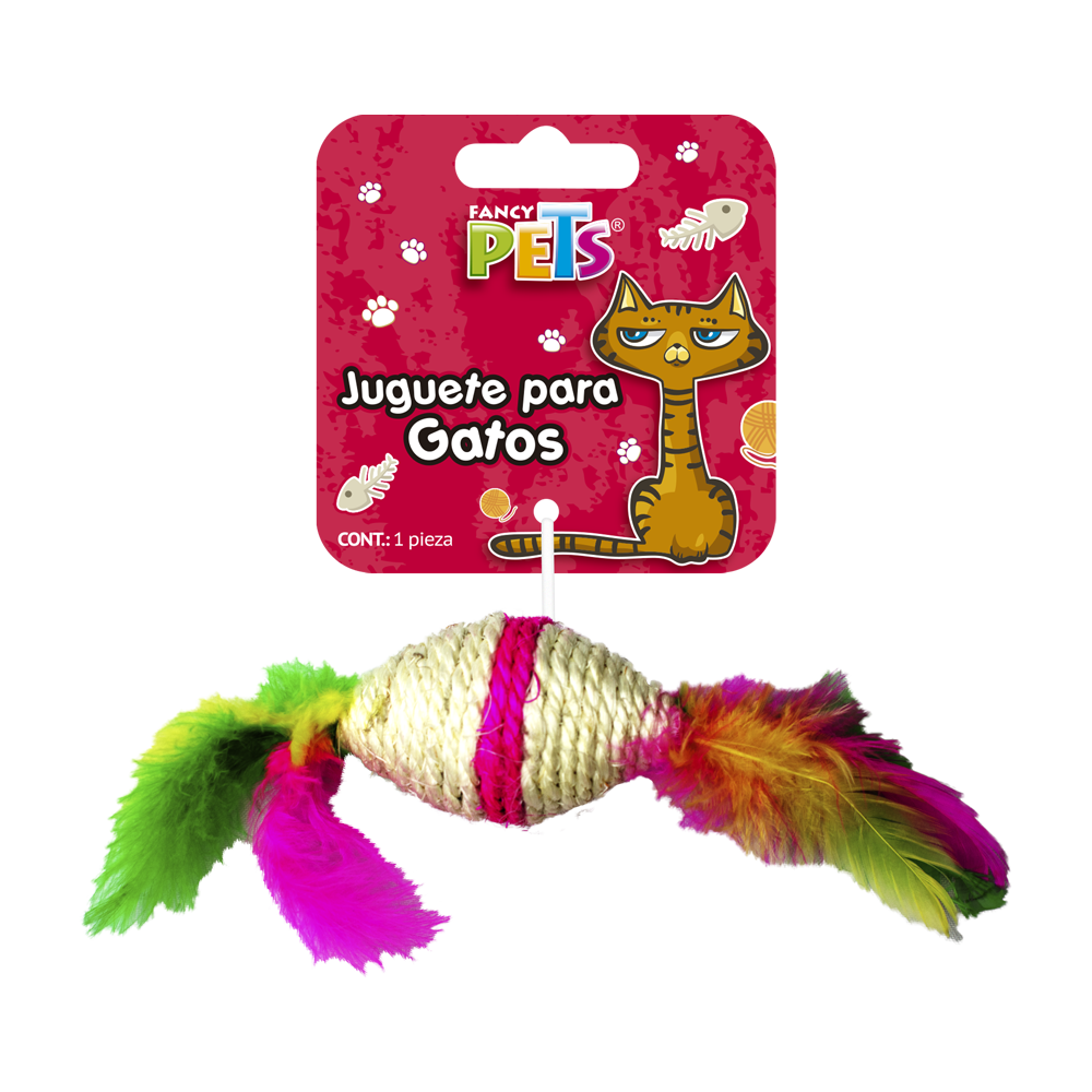 Fancy Pets Juguete Caramelo Con Plumas Para Gato Mide 7.5 Centímetros