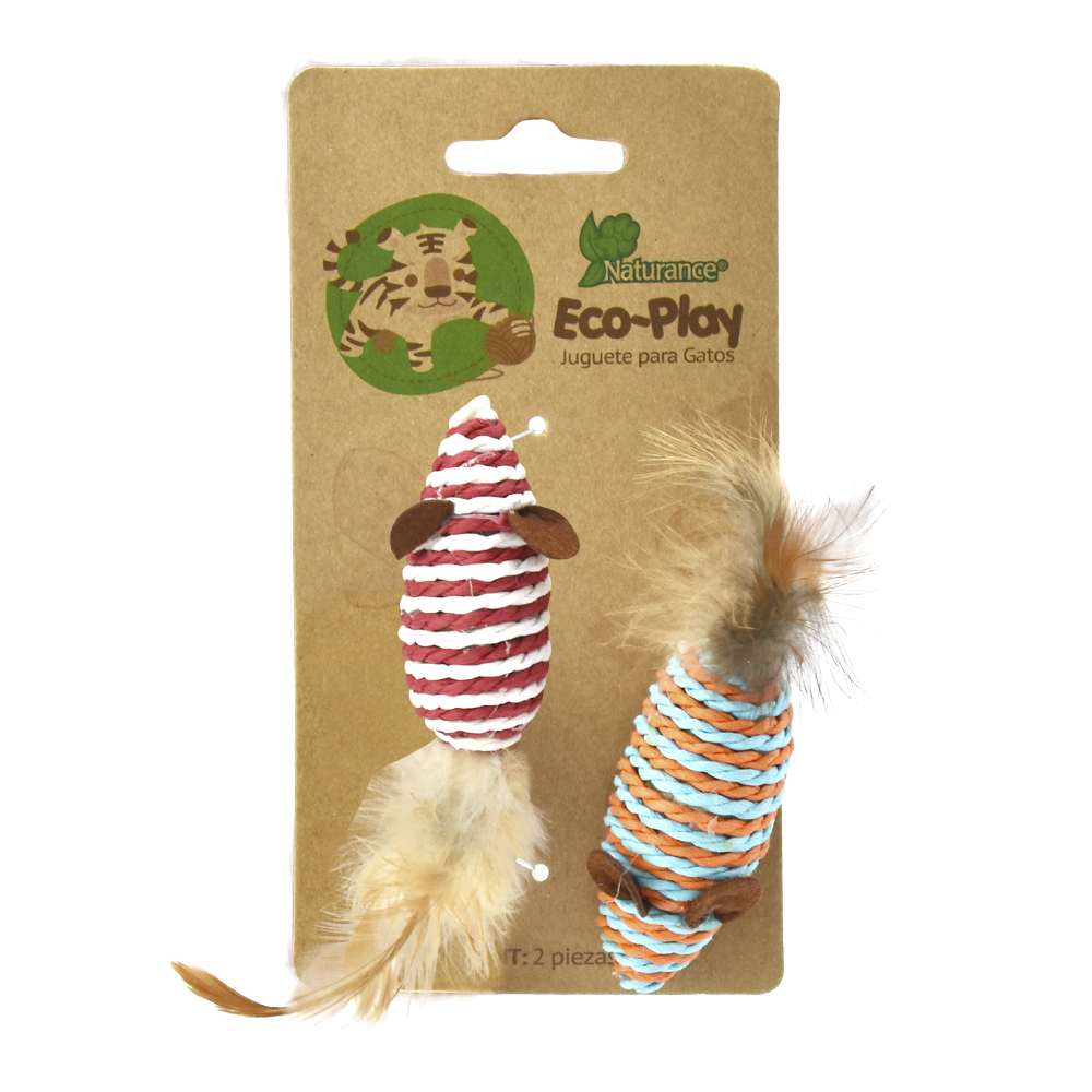 Foto 3 pulgar | Naturance Ecoplay Juguete Ratón Con Plumas Para Gato Con 2 Piezas