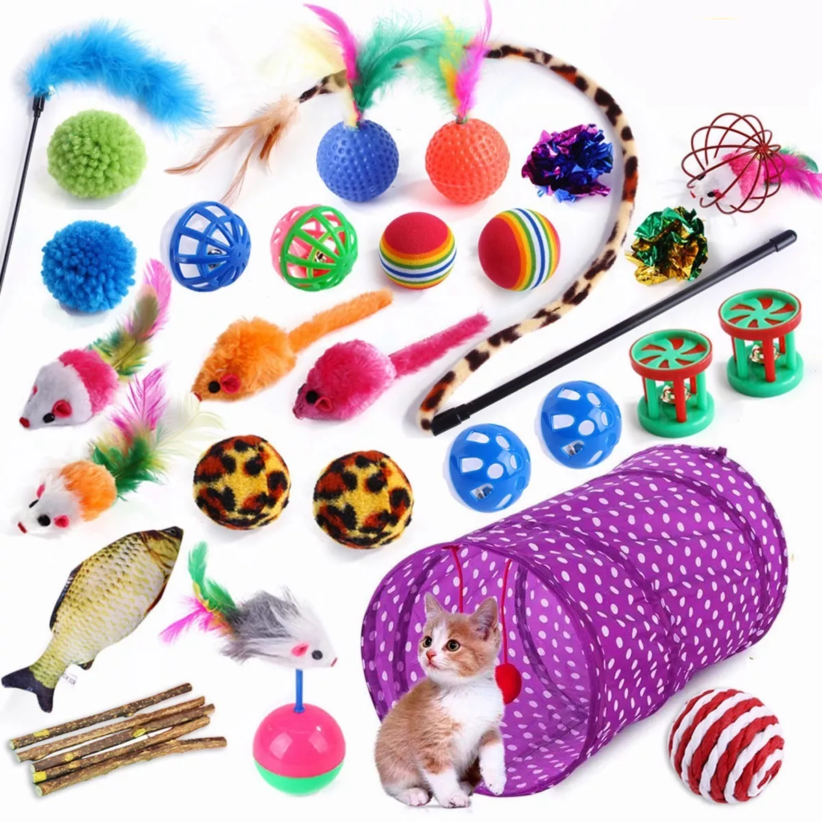 Kit Juguetes para Gato Eo Safe Imports ESI-8828 Multicolor 28 Piezas