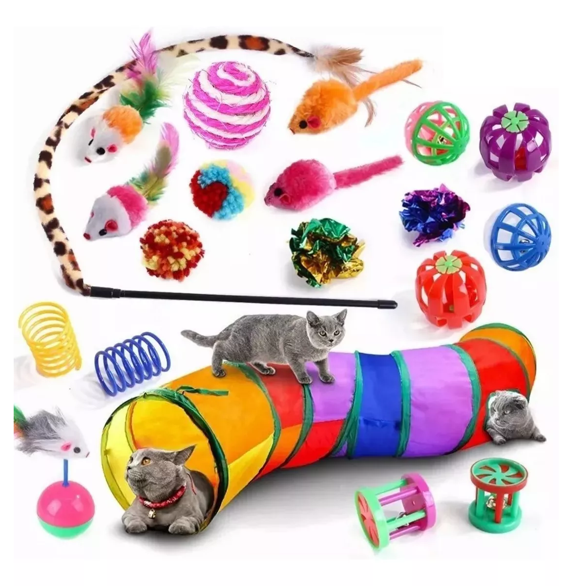 Juego de Plumas con Campana para Gatos Eo Safe Imports Esi-9757 Multicolor 22 Piezas