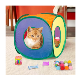 Foto 3 | Juguetes Para Gato 33 Pz Pluma Varita Bola Túnel Casa Ratones, Multicolor