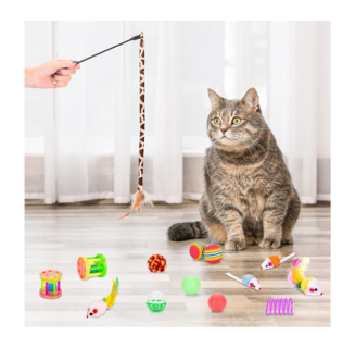 Foto 4 | Juguetes Para Gato 33 Pz Pluma Varita Bola Túnel Casa Ratones, Multicolor