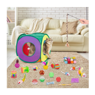 Foto 2 | Juguetes Para Gato 33 Pz Pluma Varita Bola Túnel Casa Ratones Multicolor