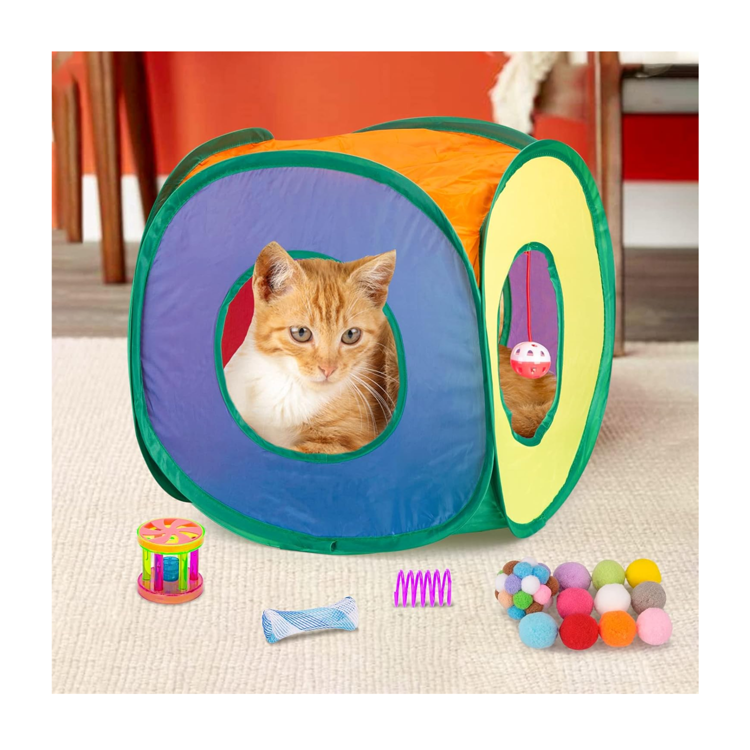 Foto 4 pulgar | Juguetes Para Gato 33 Pz Pluma Varita Bola Túnel Casa Ratones Multicolor