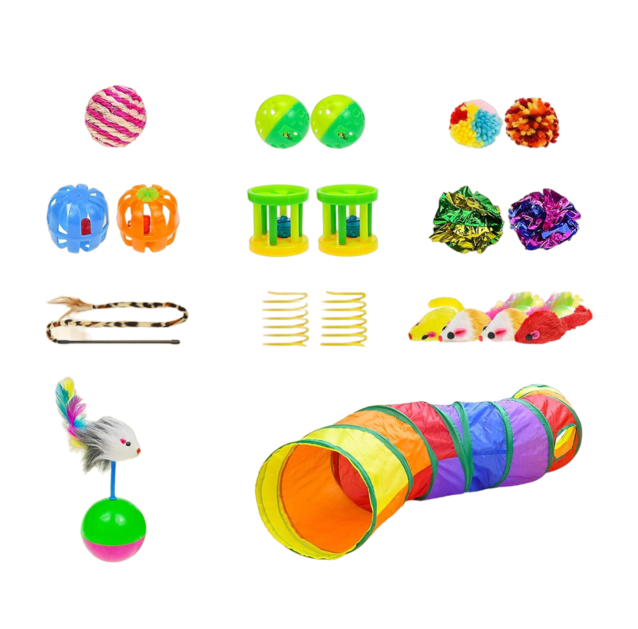 Juguetes 20 Pcs Pluma Varita Bola Túnel Ratones Multicolor para Gato
