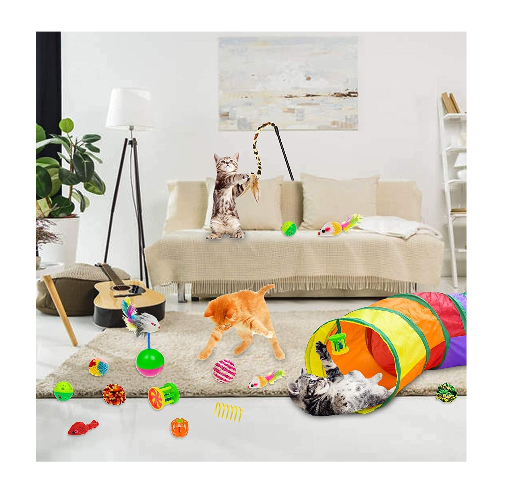 Foto 4 pulgar | Juguetes 20 Pcs Pluma Varita Bola Túnel Ratones Multicolor para Gato