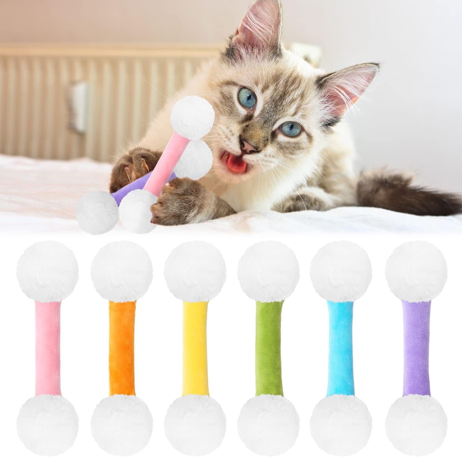Foto 2 pulgar | Juego De Juguetes Para Hierba Gatera Ciyvolyeen, Hisopos Suaves De Felpa Para Gatos, 6 Unidades - Venta Internacional.