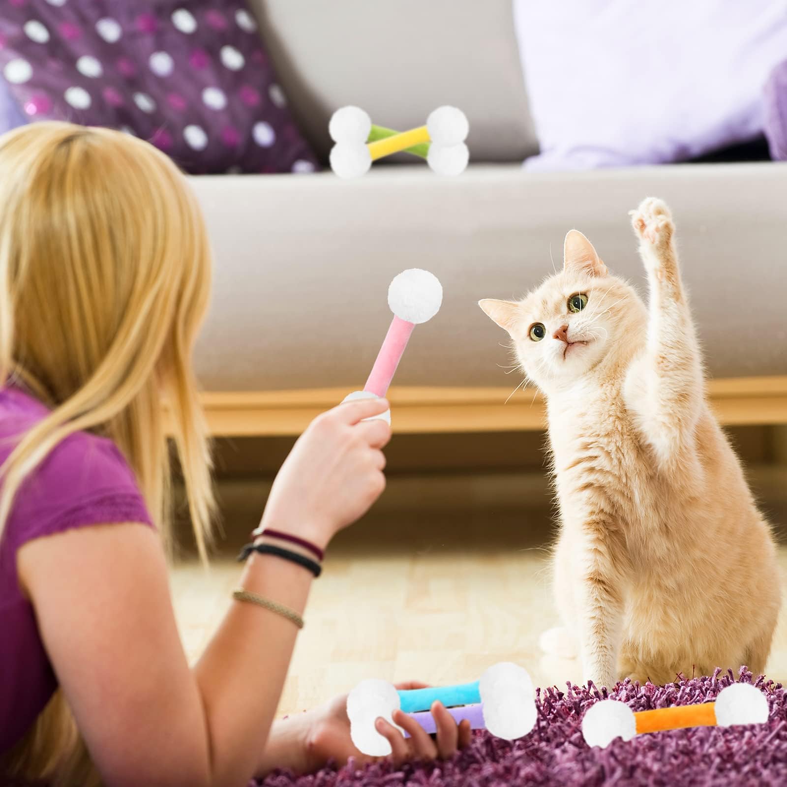 Foto 6 | Juego De Juguetes Para Hierba Gatera Ciyvolyeen, Hisopos Suaves De Felpa Para Gatos, 6 Unidades - Venta Internacional.
