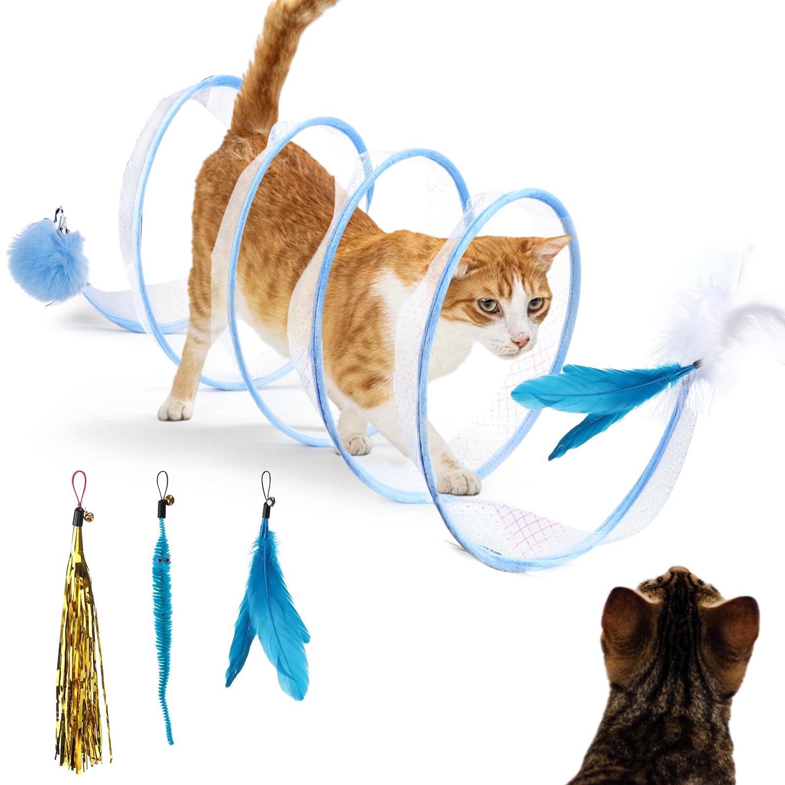 Cat Tunnel Mity Rain Cat Tipo S Plegable Con Cascabeles Y Plumas - Venta Internacional.