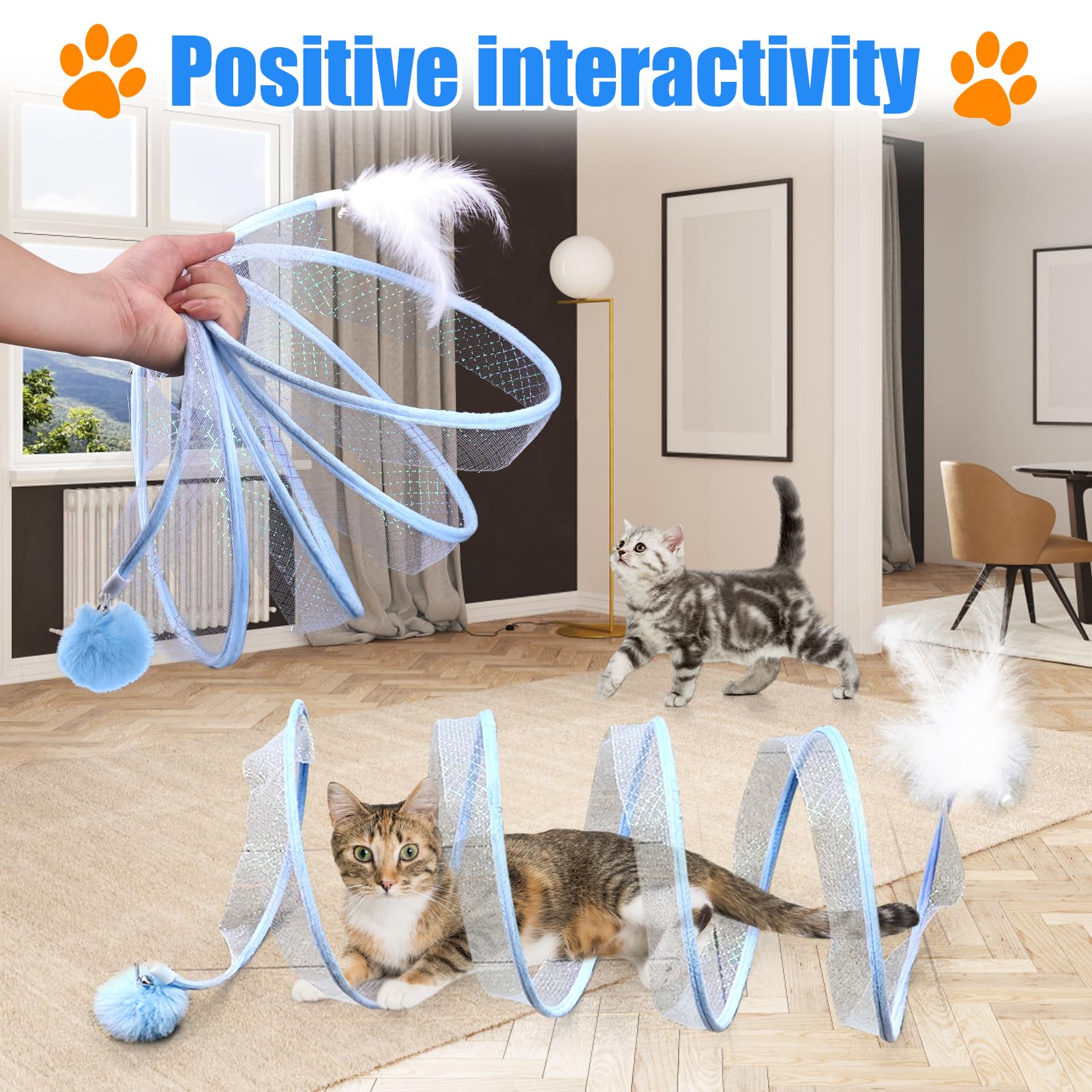 Foto 2 | Cat Tunnel Mity Rain Cat Tipo S Plegable Con Cascabeles Y Plumas - Venta Internacional.