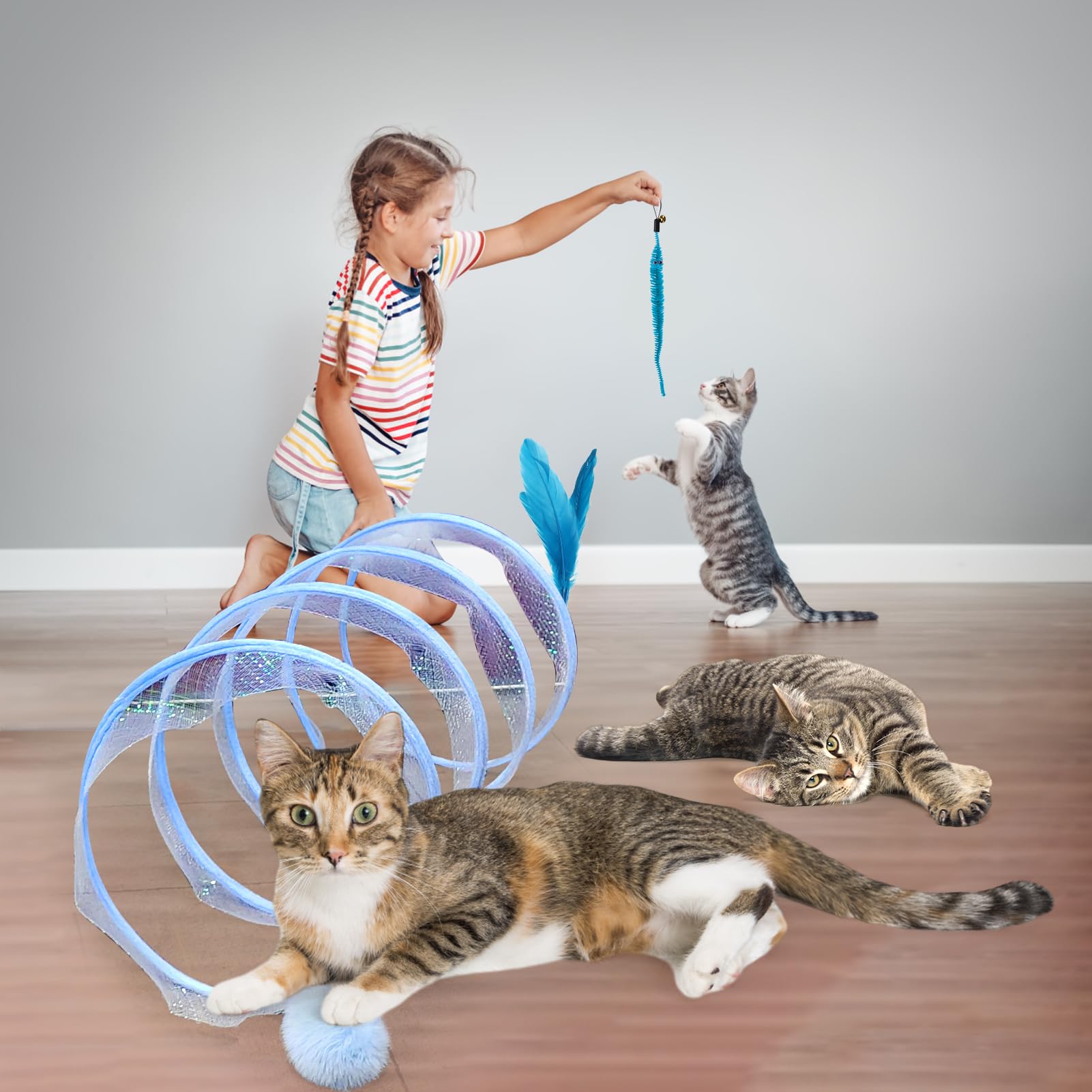 Foto 7 pulgar | Cat Tunnel Mity Rain Cat Tipo S Plegable Con Cascabeles Y Plumas - Venta Internacional.