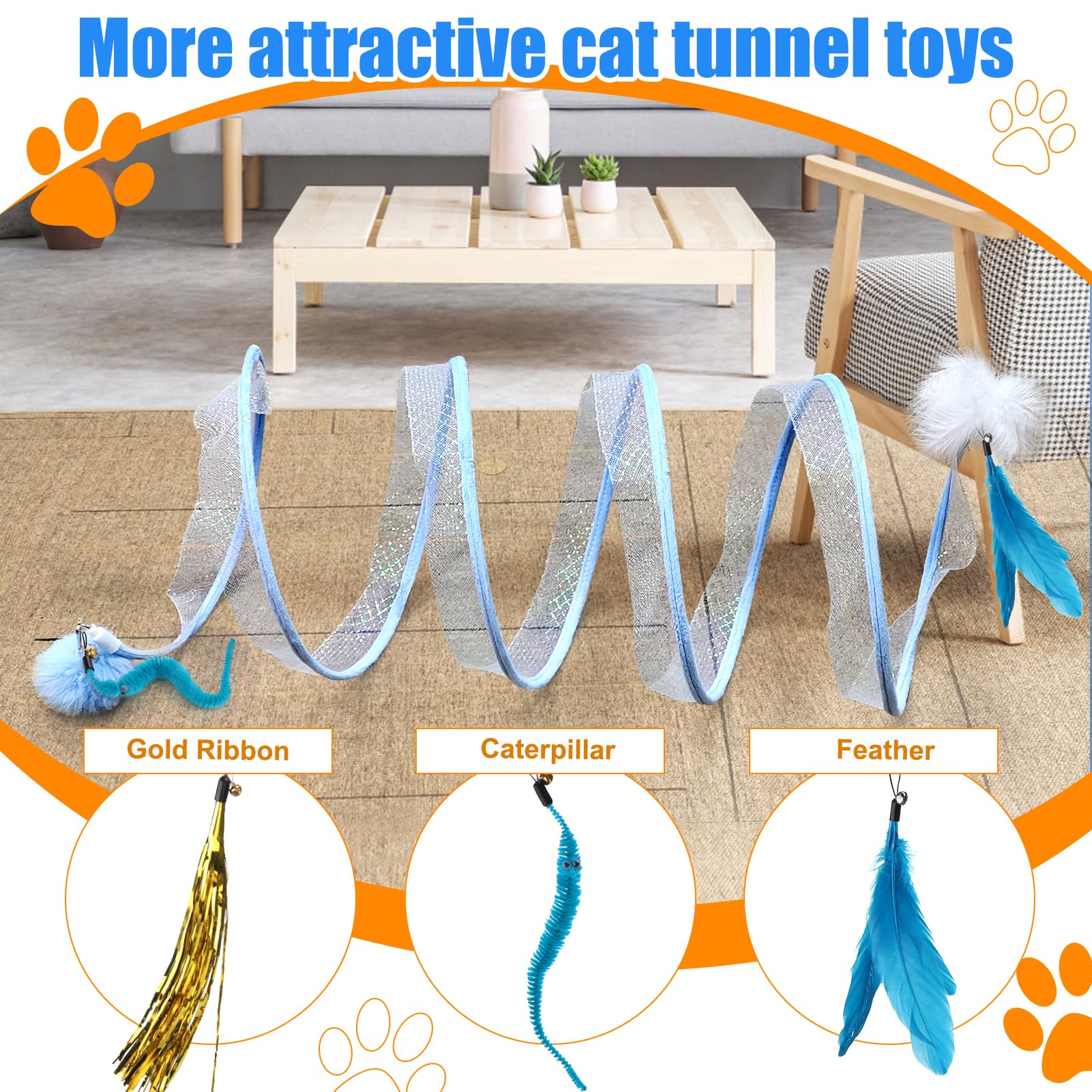 Foto 8 pulgar | Cat Tunnel Mity Rain Cat Tipo S Plegable Con Cascabeles Y Plumas - Venta Internacional.