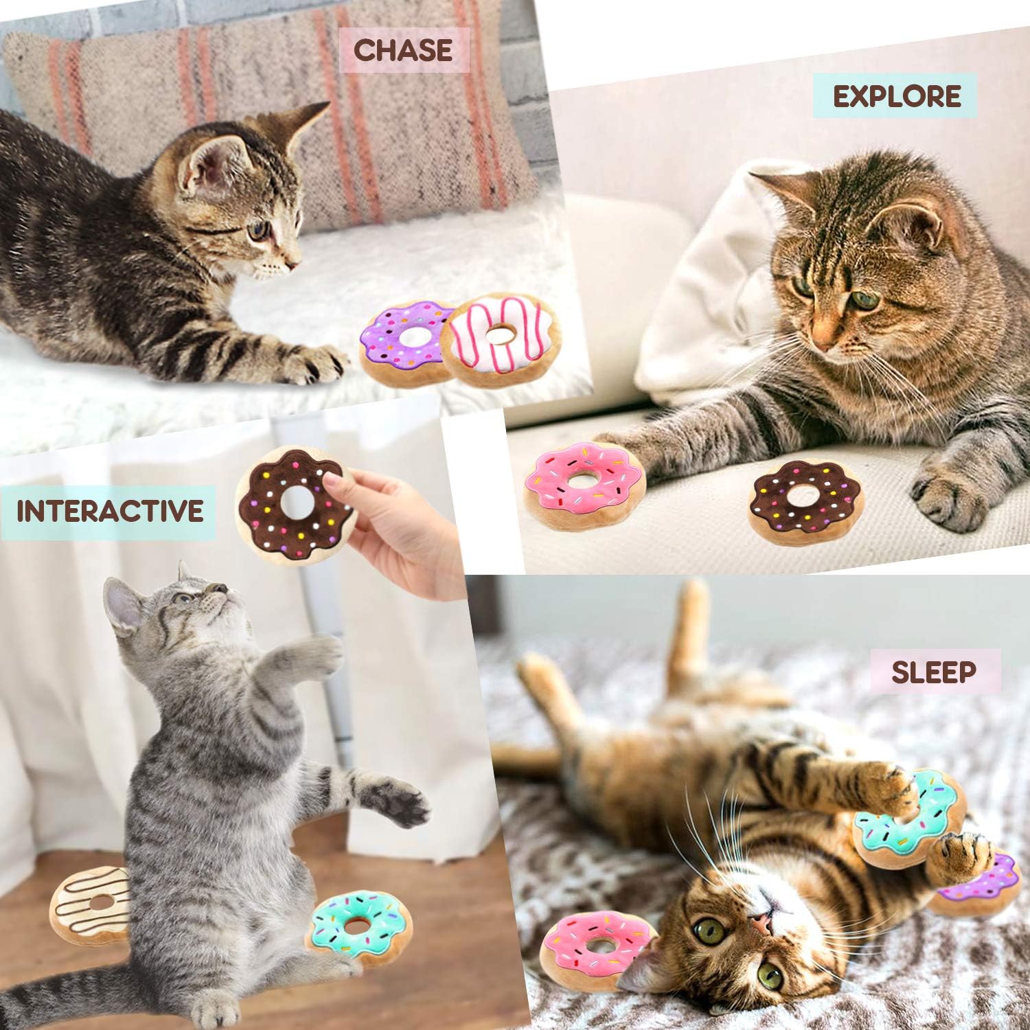 Foto 2 | Masticables Para Gatos Catnip Toys Ciyvolyeen, Rosquillas Para Gatitos, 10 Cm, Paquete De 6 - Venta Internacional.
