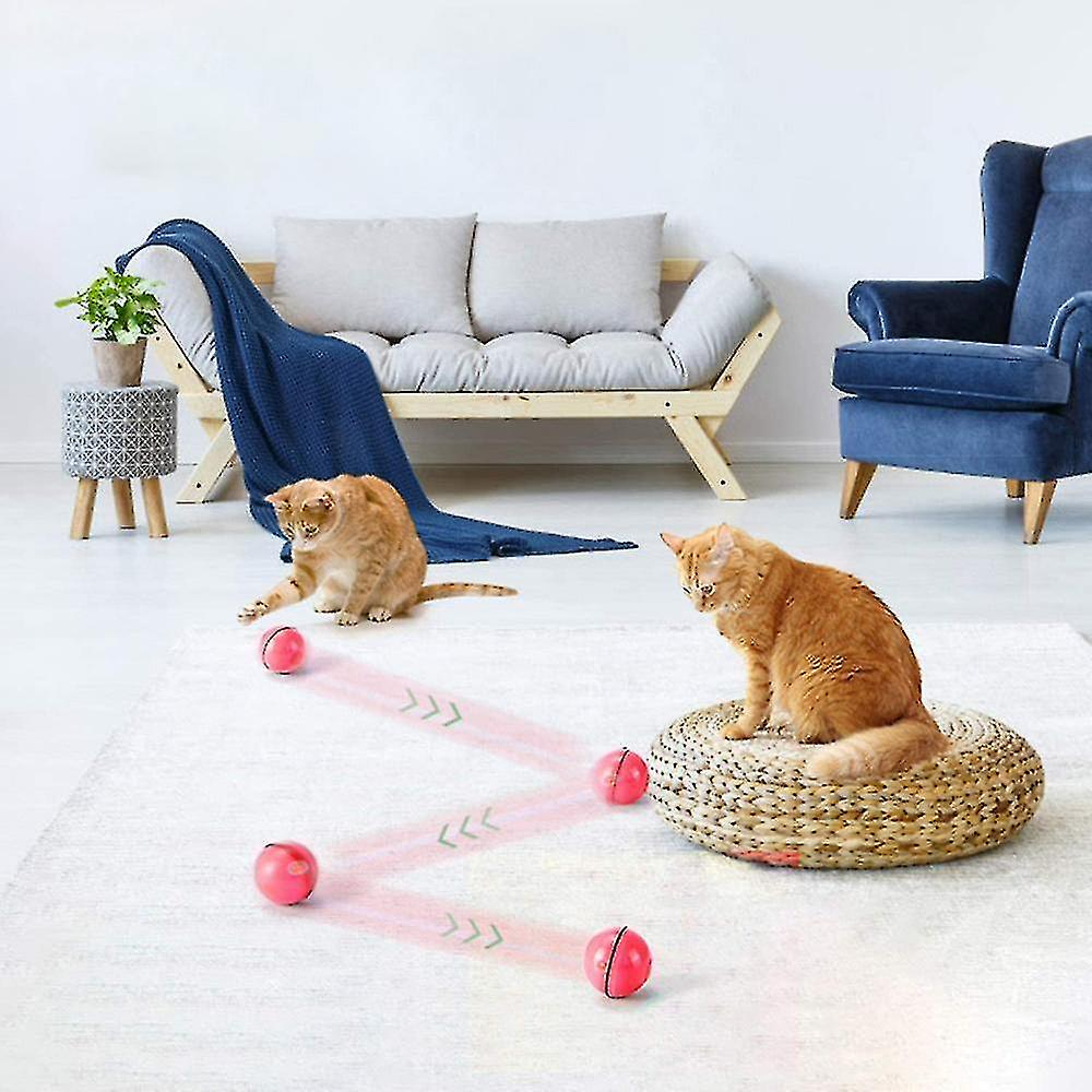 Foto 3 pulgar | Pelota Interactiva Cat Toy Con Luz Led De 360° Que Gira Automáticamente, Roja - Venta Internacional.