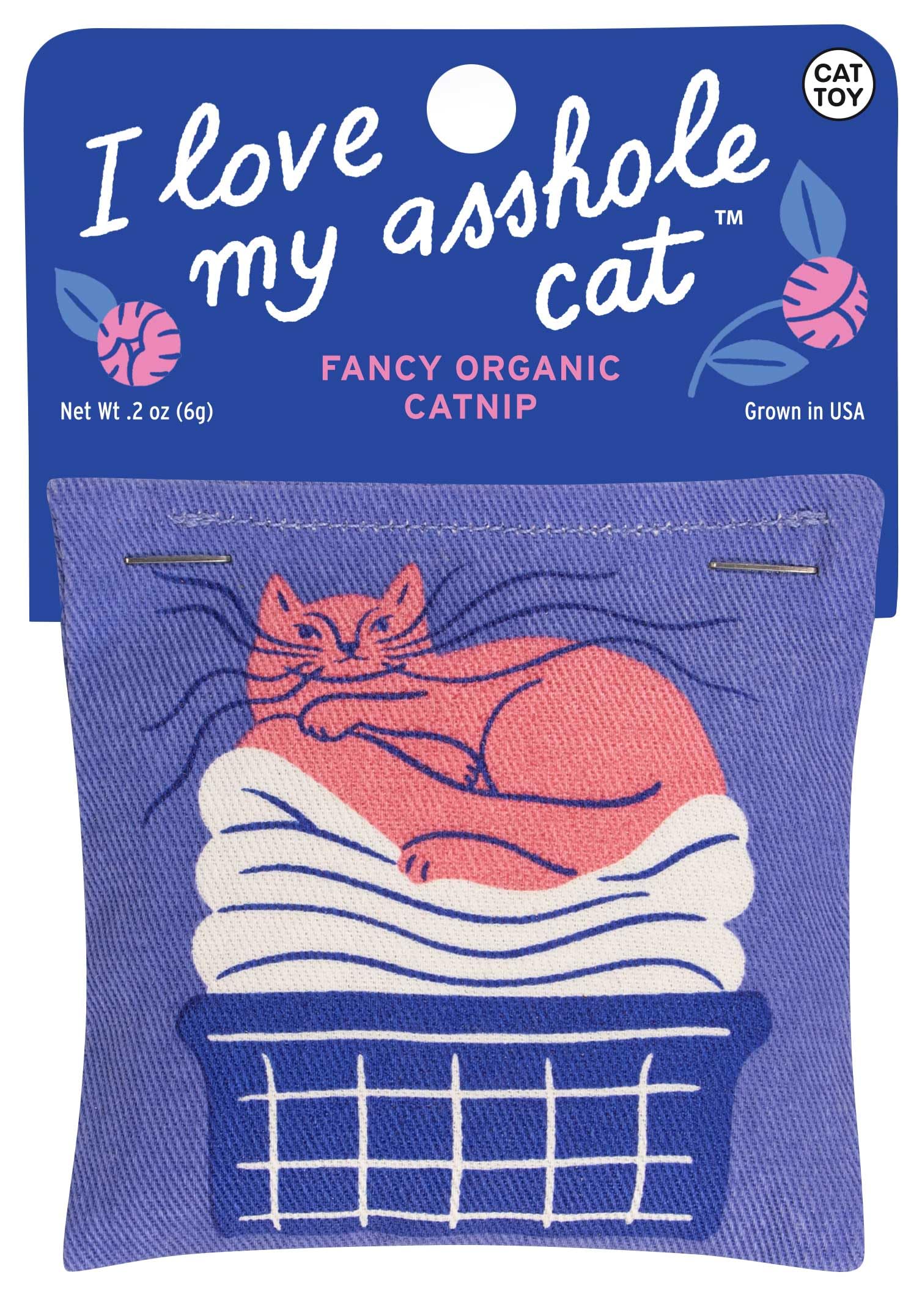 Foto 1 | Hierba Gatera Cat Toy Blue Q Con La Letra «i Love My Asshole», 100% Algodón - Venta Internacional.