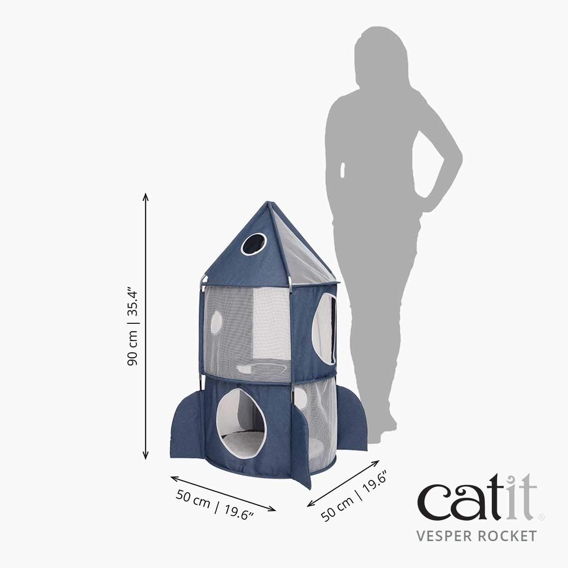 Foto 7 | Cat Tower Catit Vesper Rocket Blue Con Cojín Y Juguete - Venta Internacional.