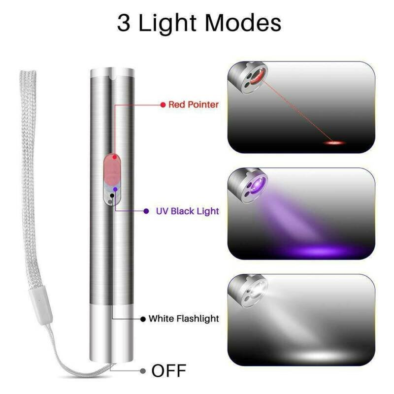Foto 4 | Puntero Láser Para Gatos, Luz Uv, 3 En 1, Recargable, Usb - Venta Internacional.