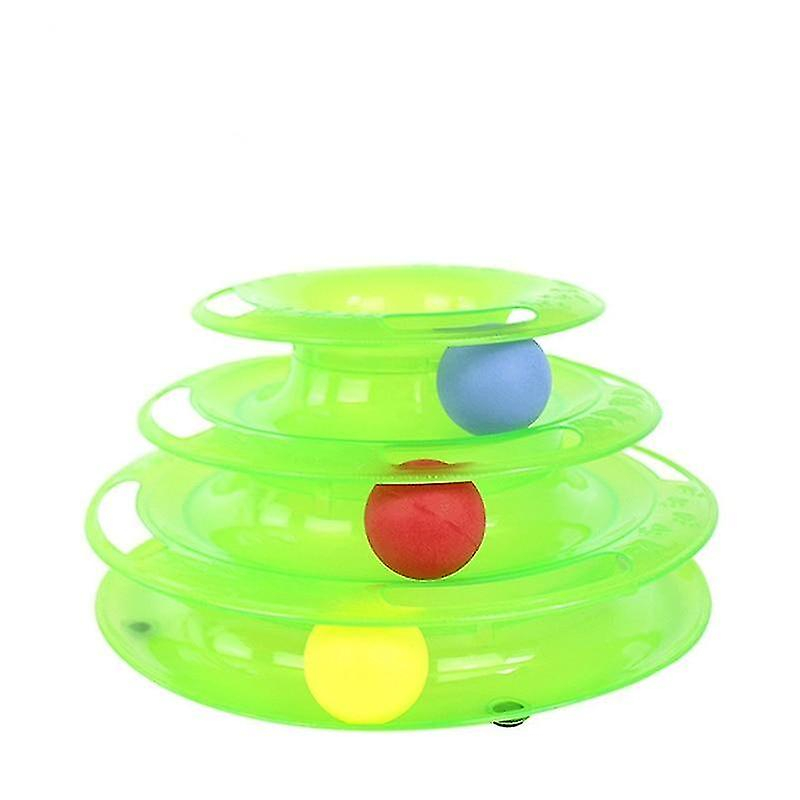 Cat Toy Tower Tracks Disc Kitten De Tres Niveles, Verde Huoguo - Venta Internacional.