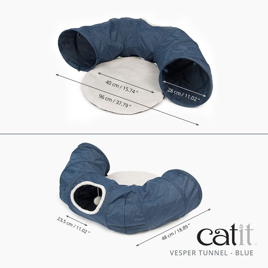 Foto 6 pulgar | Juguete De Tela Azul Cat Tunnel Catit Vesper Con Pelota De Felpa - Venta Internacional.