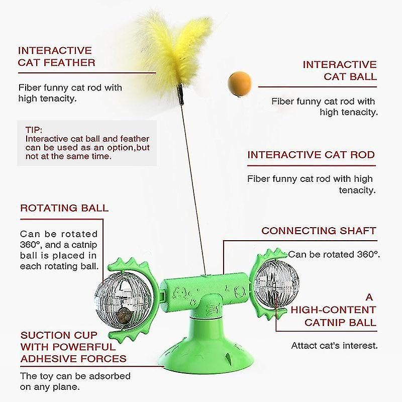Foto 6 pulgar | Bola Giratoria De Plumas De Gato De Juguete Con Hierba Gatera Para Gatos - Venta Internacional.