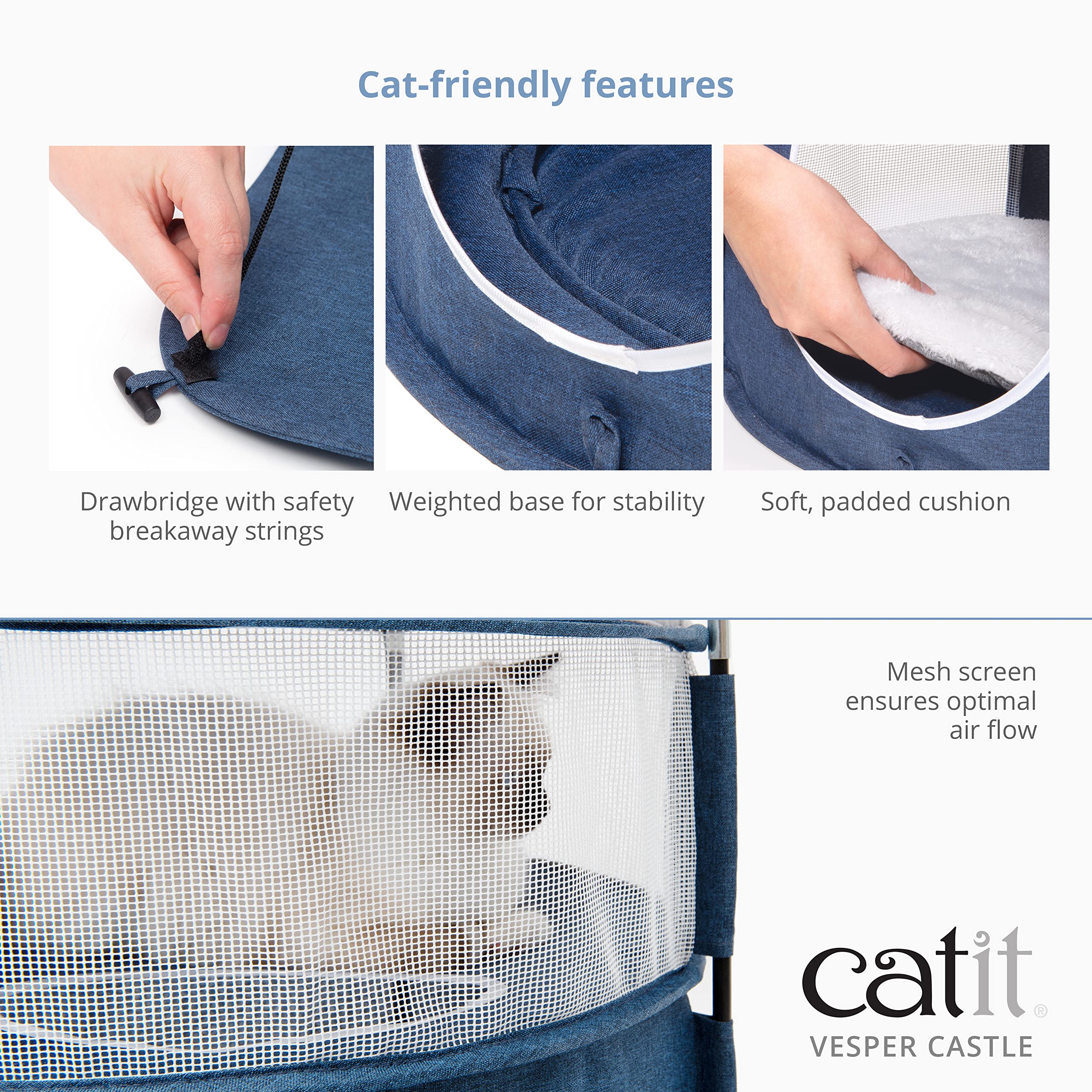 Foto 4 | Cat Tower Catit Vesper Castle, Plegable De 2 Niveles, Azul - Venta Internacional.