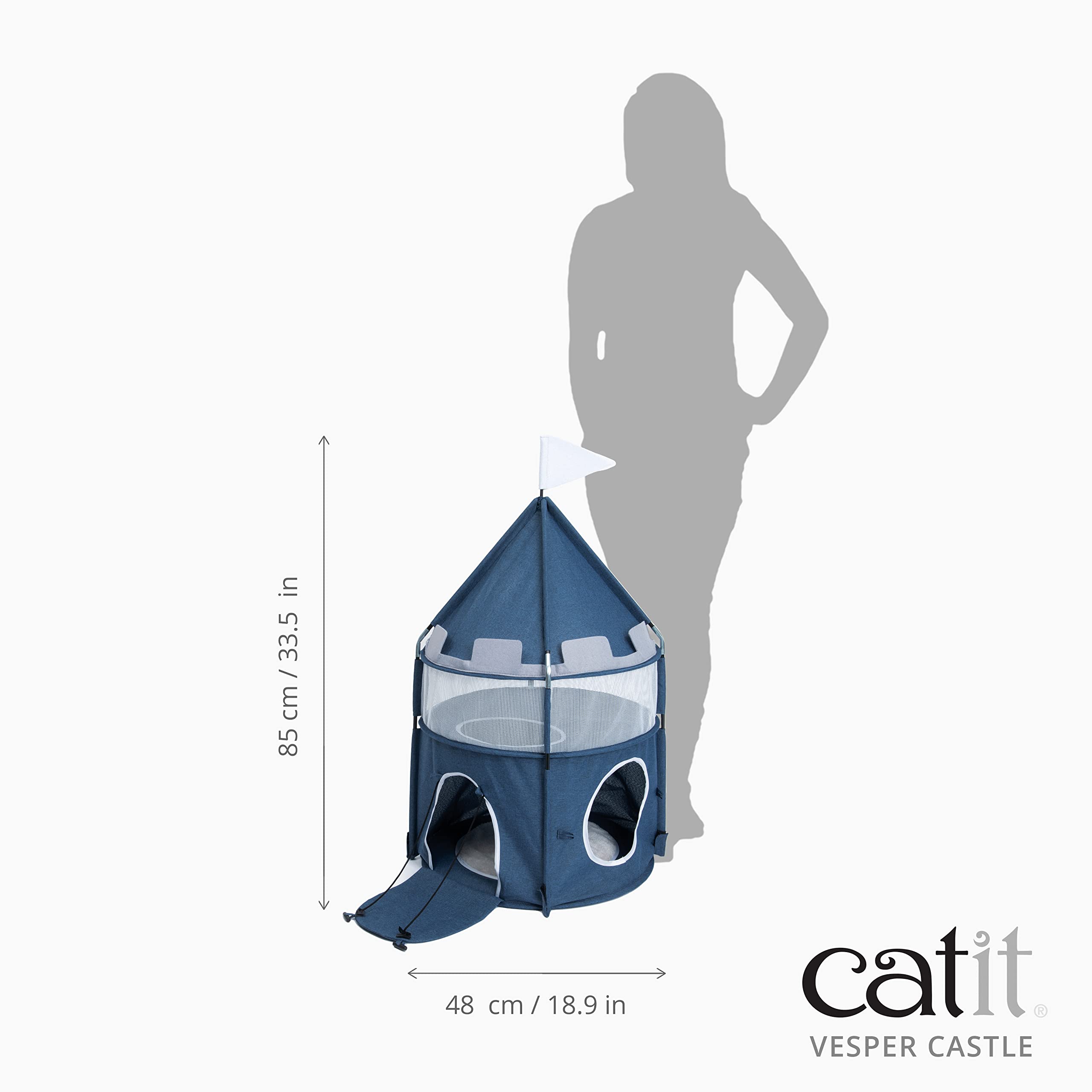 Foto 7 pulgar | Cat Tower Catit Vesper Castle, Plegable De 2 Niveles, Azul - Venta Internacional.