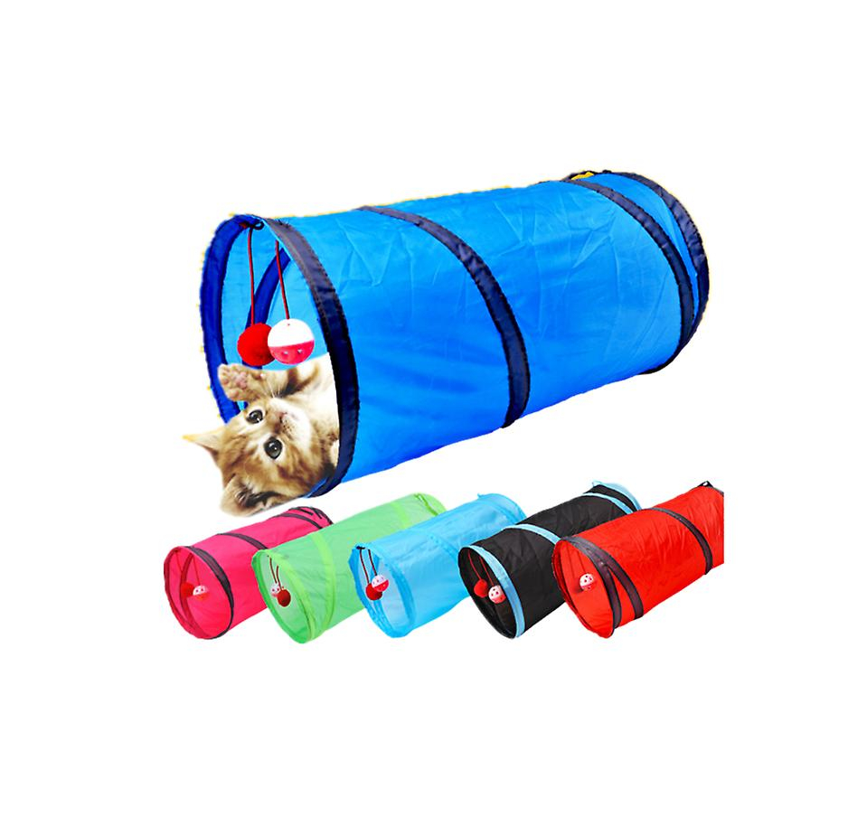 Túnel Plegable Para Gatos De Dos Canales Con Bola De Campana - Venta Internacional.