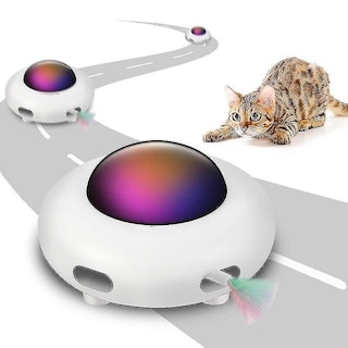 Foto 2 | Pluma Giratoria Interactiva Automática Ufo De Juguete Para Gatos Huoguo - Venta Internacional.