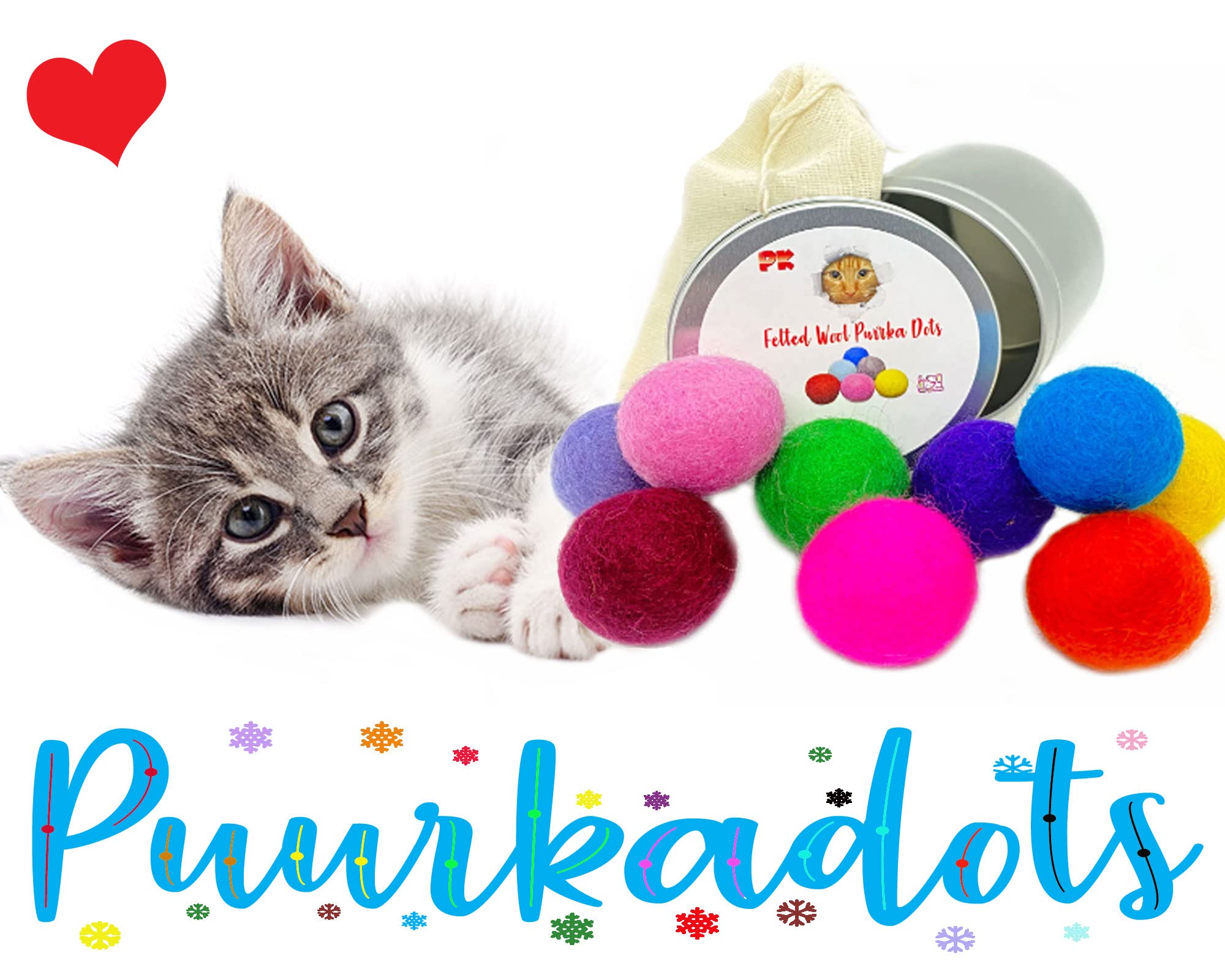 Foto 4 pulgar | Bolas De Lana Fieltrada Puurkadot Catnip De Cat Toy Con Lata De Recarga - Venta Internacional.