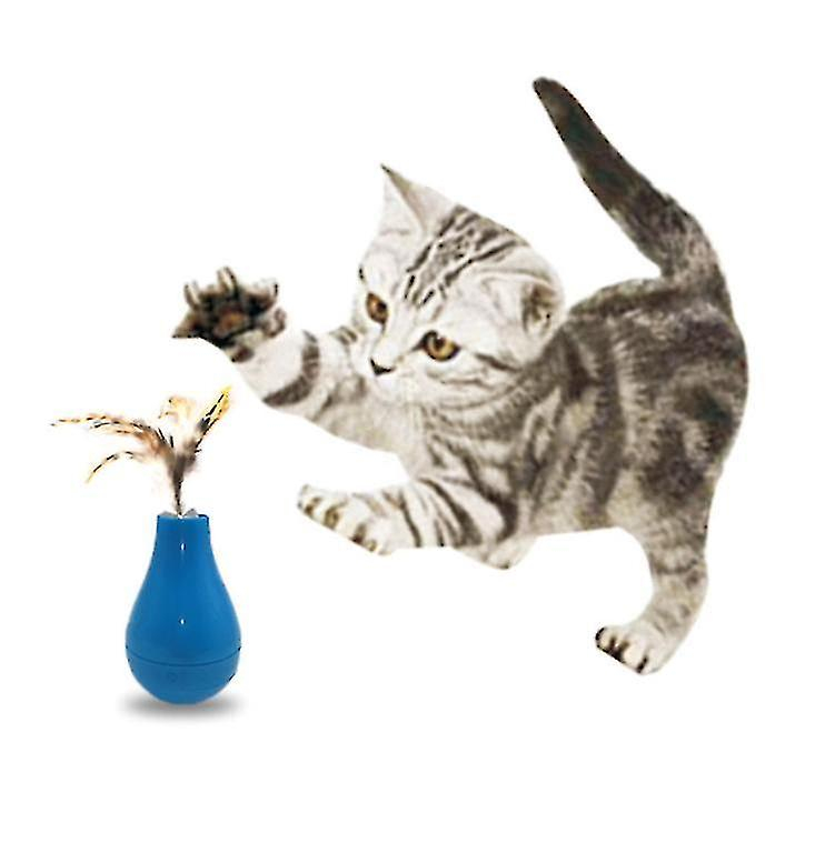 Foto 4 pulgar | Vaso Huoguo De Cat Toy Con Plumas Y Divertido Bastón Para Gatos, Color Azul - Venta Internacional.