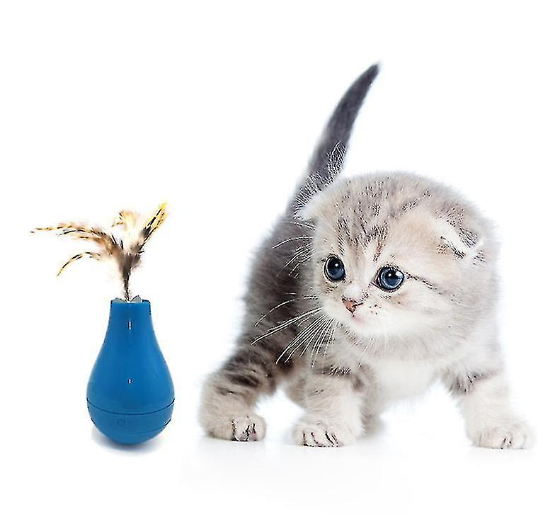 Foto 5 | Vaso Huoguo De Cat Toy Con Plumas Y Divertido Bastón Para Gatos, Color Azul - Venta Internacional.