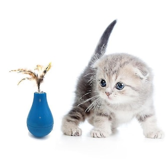 Foto 5 | Vaso Huoguo De Cat Toy Con Plumas Y Divertido Bastón Para Gatos, Color Azul - Venta Internacional.