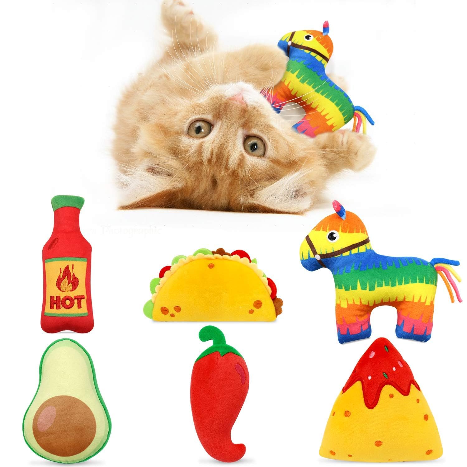 Foto 2 pulgar | Catnip Toys Ciyvolyeen Avocato Taco Chili Nacho Para Gatos, Paquete De 6 - Venta Internacional.