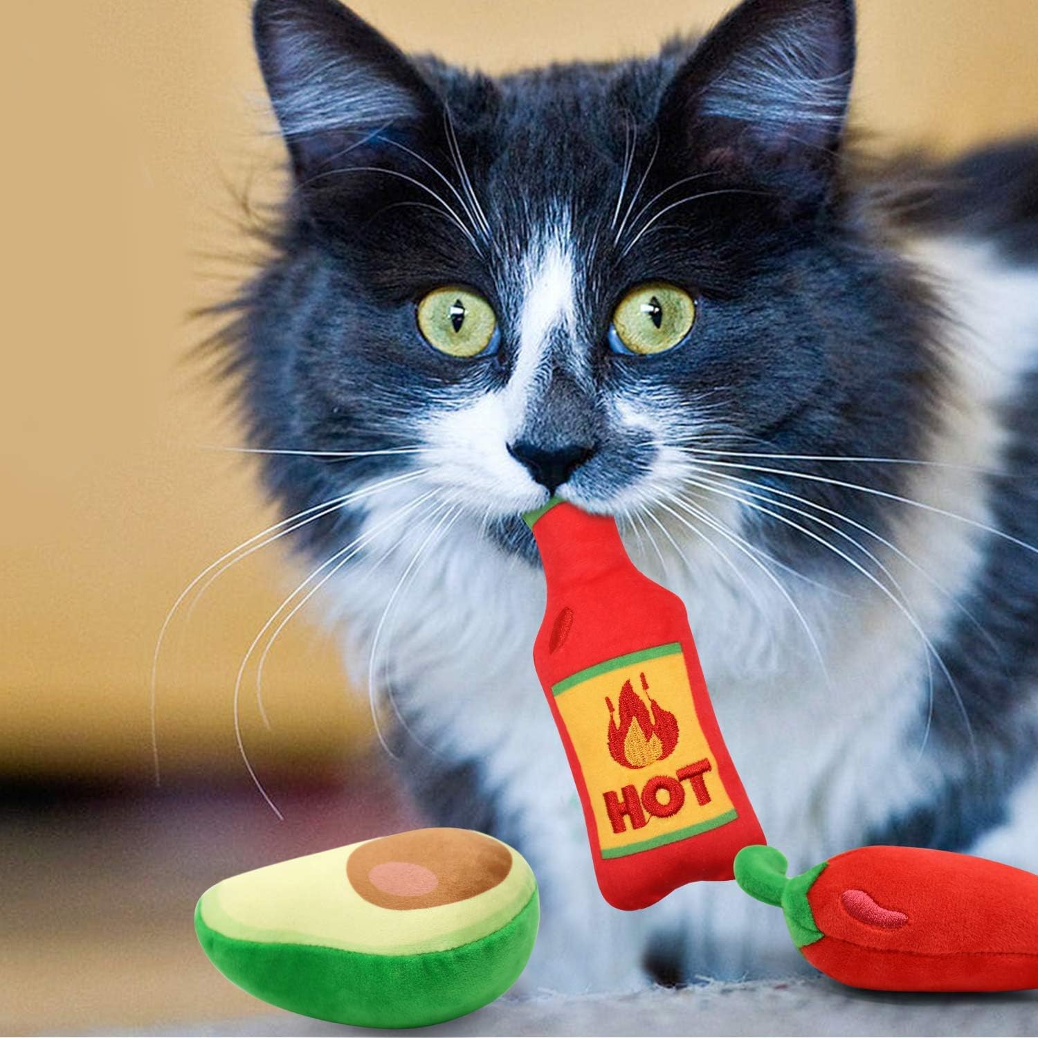 Foto 5 | Catnip Toys Ciyvolyeen Avocato Taco Chili Nacho Para Gatos, Paquete De 6 - Venta Internacional.