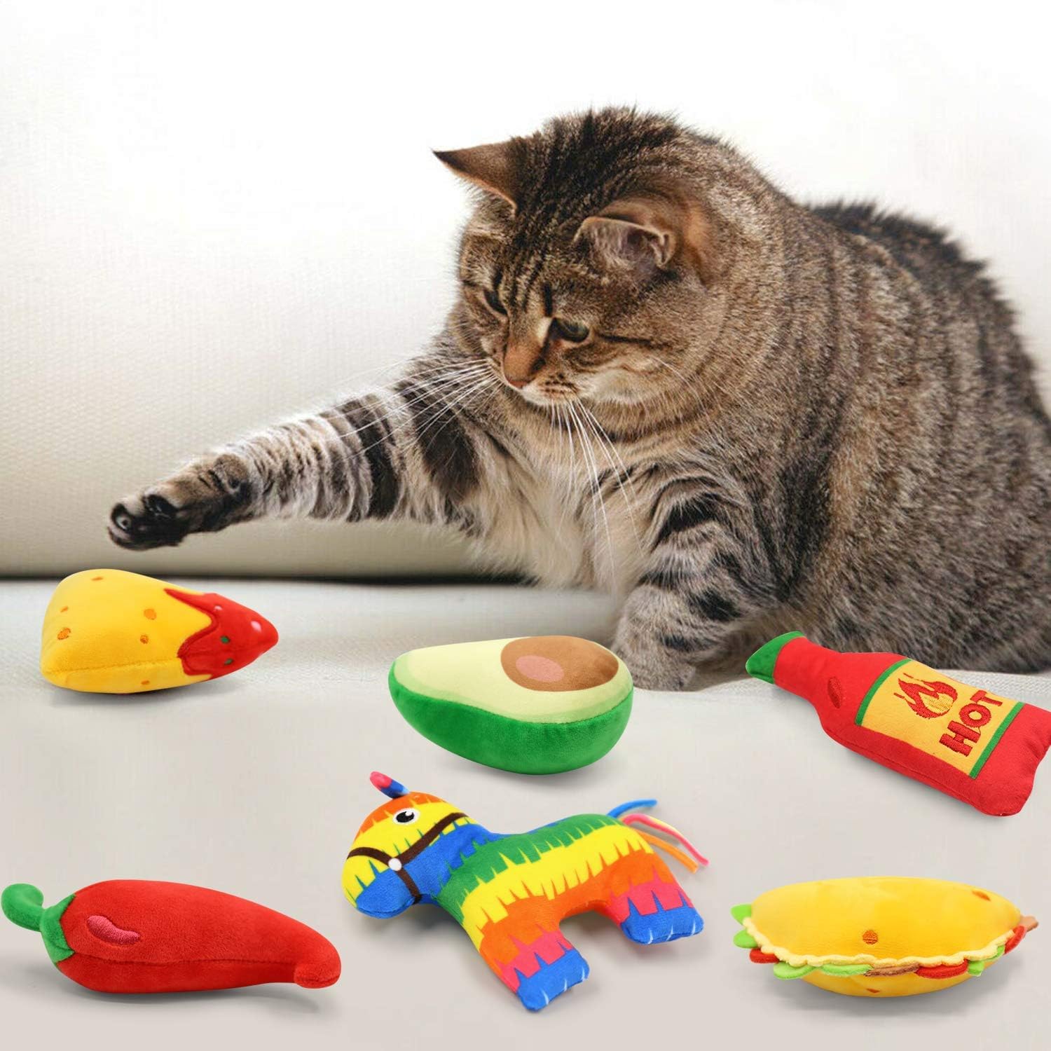 Foto 7 pulgar | Catnip Toys Ciyvolyeen Avocato Taco Chili Nacho Para Gatos, Paquete De 6 - Venta Internacional.