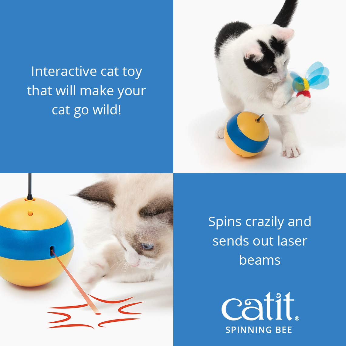 Foto 3 pulgar | Juguete Interactivo Para Gatos Catit Play Spinning Bee Con Dispensador De Golosinas - Venta Internacional.
