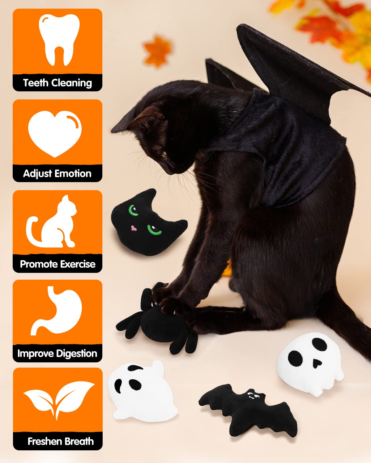 Foto 3 pulgar | Peluche Para Masticar Catnip Toys Ciyvolyeen Para Halloween Con Forma De Gato, 6 Unidades - Venta Internacional.