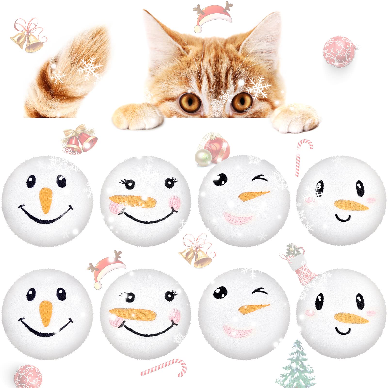 Foto 2 pulgar | Pelotas De Muñeco De Nieve De Peluche Para Gatos Con Hierba Gatera Para Navidad, 8 Unidades - Venta Internacional.