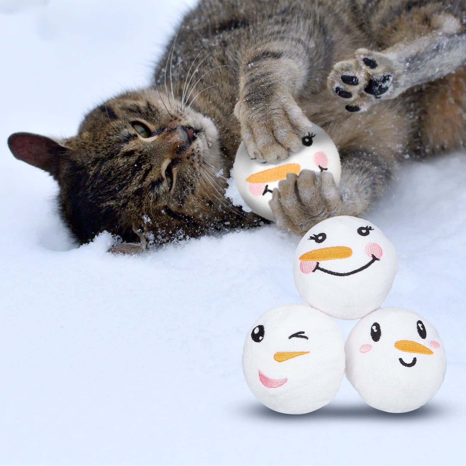 Foto 3 pulgar | Pelotas De Muñeco De Nieve De Peluche Para Gatos Con Hierba Gatera Para Navidad, 8 Unidades - Venta Internacional.