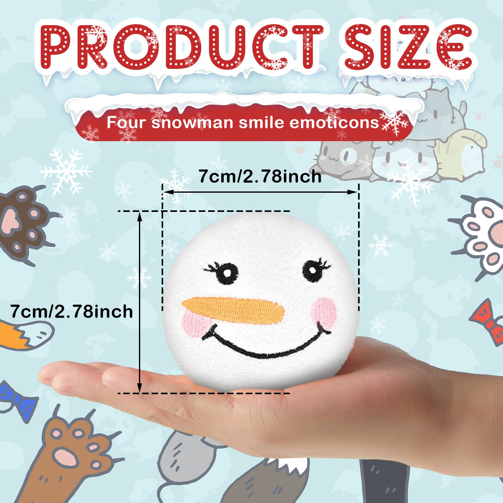Foto 8 pulgar | Pelotas De Muñeco De Nieve De Peluche Para Gatos Con Hierba Gatera Para Navidad, 8 Unidades - Venta Internacional.